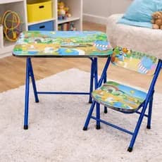 Mesa Infantil com Cadeira Dobrável Reforçada Educativa Estudo Criança