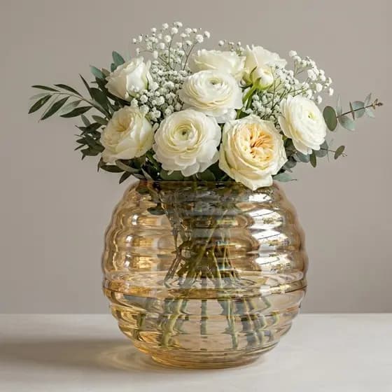 Vaso Terrário Redondo 2,5Litros Âmbar Aquário Vidro Decoração Plantas Orquídea Arranjos