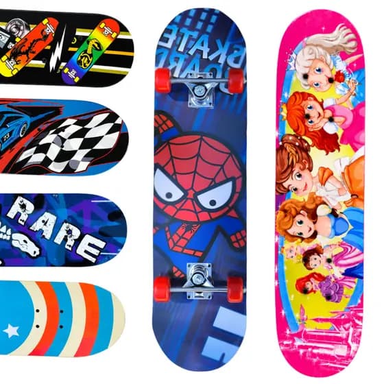 Skate Infantil 77cm Completo Princesa e Aranha Antiderrapante Para Crianças