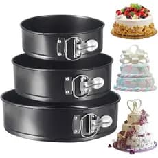 Kit 3 Formas com Fundo Removível Antiaderente com Fundo Removível para torta Bolo Novidade
