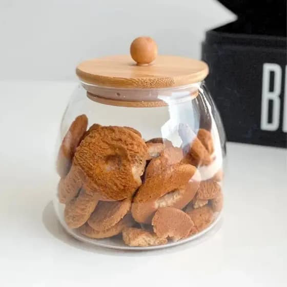 Jogo de Potes Herméticos de Vidro Tampa de Bambu - 750ml