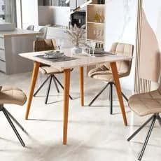 Mesa de Jantar 90x90 cm  Tampo MDF e Pés Palito Madeira