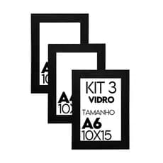 Kit 3 Porta Retratos 10x15cm A6 Com Vidro Para Fotos Decorativo Sala Quarto
