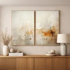 Quadro Decorativo Abstrato Reflexo do Outono 2 Telas Díptico Sala Quarto Escritório Decoração