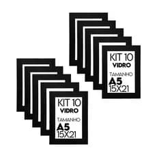 Kit 10 Porta Retratos 15x21cm A5 Com Vidro e Suporte Para Fotos Decorativo Sala Quarto