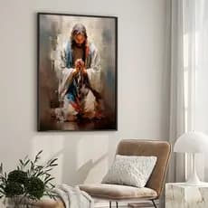 Quadro Religioso Jesus Orando Com Moldura Decoração Cristã Sala Quarto