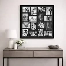 Porta Retrato Multifotos 16 Fotos Quadrado Com Vidro Decorativo Parede Sala Quarto