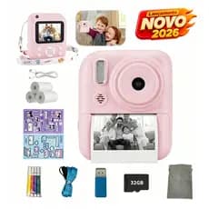 BML Câmera De Impressão Instantânea Flash De Videogame 16X Zoom 1080P Cartão De 32GB Impressora Térmica