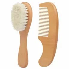 3 Peças de Escova de Cabelo para Bebês Pente de Madeira de Lã Macia  Massageador para Recém-Nascidos escova bebê madeira