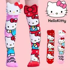 Meias Hello Kitty Infantil Cano Alto Divertida Cartoon 3D Meias Maluca Para Party