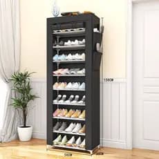 Sapateira Organizadora com 9 Prateleiras para Organizar Sapatos Calçados Chinelos Roupas Objetos 24 Pares - Black CYD