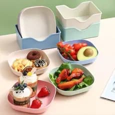 Kit Com 10/20/30 Pratos Plásticos Duros Reutilizaveis Com Suporte Para Crianças Dia Das Crianças CYD
