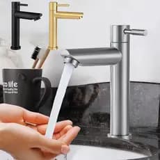 Torneira Inox 304 Para Banheiro Cozinha Metal Bancada Torneira Fria Simples Para Pia Lavatório Casa