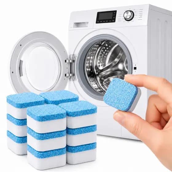 Kit Pastilhas Efervescentes Limpeza Máquina Lavar Roupas  Lava-Louças Removedor Odor Gordura Resíduos