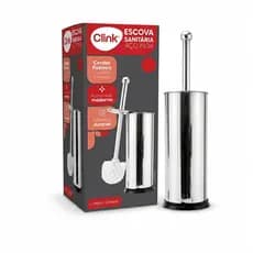 Escova Sanitária Aço Inox com Suporte 2 Clink Cerdas Flexíveis Resistente Banheiro Lavabo