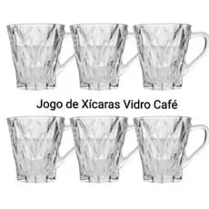 Jogo 3/6 canecas xicaras capuccino café 180 ML Vidro AMELIA