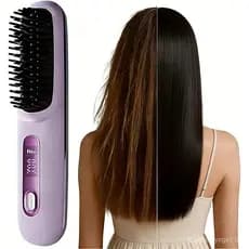 Nova Escova Alisadora de Cabelo Sem Fio 2026 |   Escova Alisadora Portátil Recarregável com Display LCD |   Mini Escova