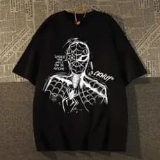 Camiseta Oversized Homem Aranha Sketch Streetwear Unissex 100% Algodão | Gola Redonda Modelagem Larga Pronta Entrega