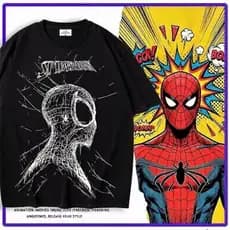 Camiseta Unissex 100% Algodão Solta Estampa Homem Aranha Qualidade Loja Física Promoção Temporada Baixa Envio Imediato