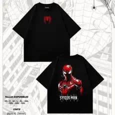 Camiseta Homem-Aranha Promoção Fora de Temporada Qualidade Shopping Unissex Preta Oversize