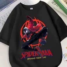 Camiseta Vintage Oversize 100% Algodão Estampa Miles Morales Aranhaverso Camiseta Urbana Diária