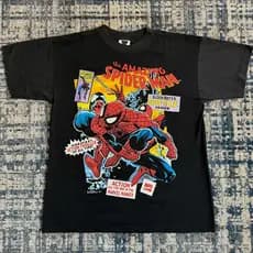 Camiseta Unissex 100% Algodão Puro Corte Oversize Solto, Estampa Retrô de Quadrinho O Incrível Homem-Aranha