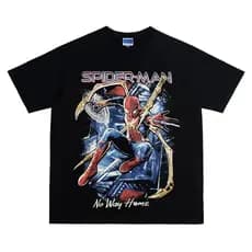 Camiseta Unissex 100% Algodão Puro Modelo Oversize Solto, Estampa Retrô Homem-Aranha Camiseta Streetwear