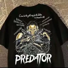 Camiseta Oversized Premium Estampa Predator Tático, Corte Amplo de Alta Qualidade, Camiseta Geek Temática Militar
