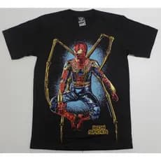 Camiseta Homem-Aranha de Ferro Marvel unissex 100% algodão preta streetwear solta