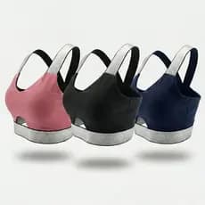 Kit 3 Top Fitness em Poliamida Bojo Removível Alça Cruzada de 4cm Premium J&F