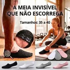 Kit Meia Sapatilha Invisível Feminina Antideslizante Cano Baixo com Silicone no Calcanhar em Cores Delicadas - J&F