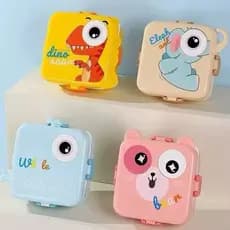 Lancheira Infantil Animals Marmita com Divisórias, Molheira e Colher de Plástico 1100ml Clink