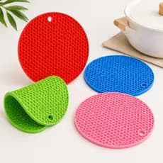 Kit 4/6/8 - Descanso de Panela Silicone 17cm Resistente ao Calor Antiderrapante Multiuso