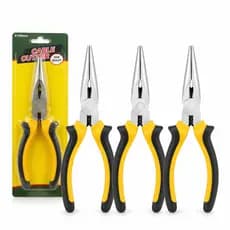 KIT 3 Unidades - Alicate Bico Meia Cana 6” 150mm Aço Carbono com Mola e Cabo Emborrachado Profissional - Multiuso