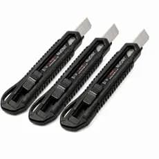 Kit 3 Estiletes Profissionais Ergonômicos 18mm Aço Carbono Trava Segurança Reforçado Uso Pesado Corte Preciso