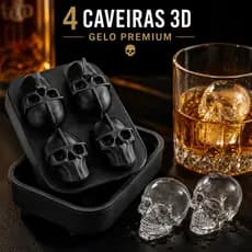 Forma de Gelo Caveira Silicone 3D Whisky Drink Chocolate Sabonete Halloween
