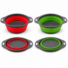 Escorredor Retrátil Redondo Silicone Dobrável Alimentos Macarrão Legumes Frutas Pia Cozinha 24cm
