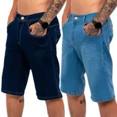 Kit 2 Bermudas Jeans Masculina Lycra Elastano 36 ao 48 Envio Rápido