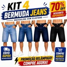KIT4Bermudas Jeans Lisa Masculina Lycra Elastano promoção enviar rápido