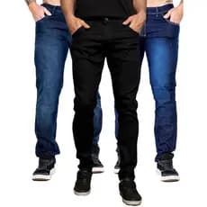 Kit 3 Calças Jeans Masculinas Slim Fit Moda Confortável Várias Cores Do 36 ao 48