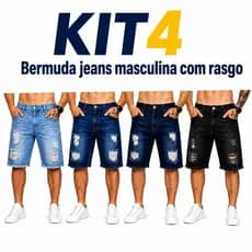 Kit 4 Bermudas Jeans Masculina Rasgada Destroyed Moda Casual
