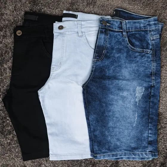 Kit 3 Nova Promoção shorts jeans lisa Bermudas jeans masculinas
