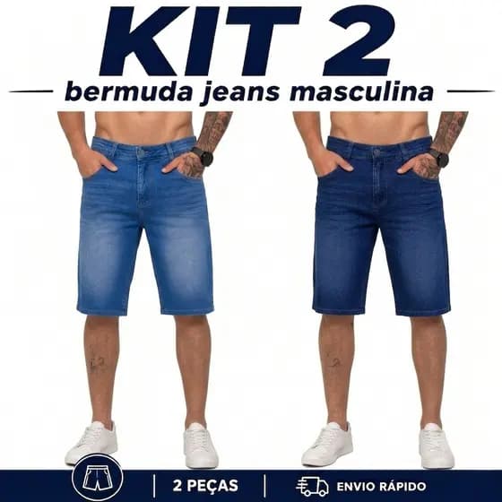 Bermuda Jeans Masculina Kit 2 - Top Qualidade e Preço Baixo