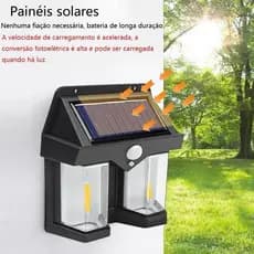 Luminária Solar Parede Led Sensor Presença Ambiente Externo