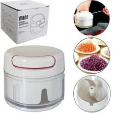 Kit 2 Mini Processador Triturador Manual Automático Alimento Cozinha Portátil Cebola Alho Legumes Verduras