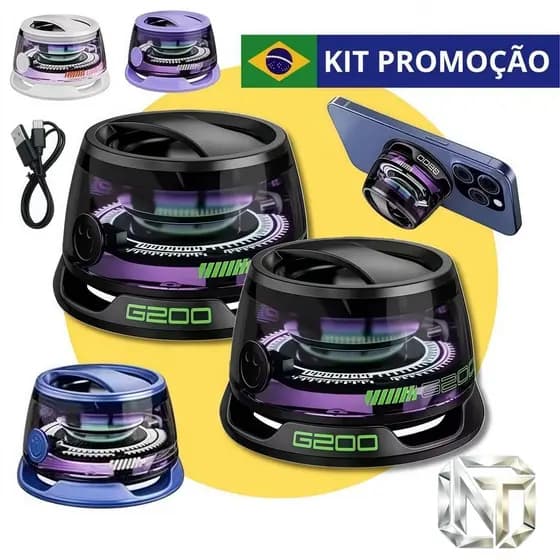 KIT 2 Caixa de Som Bluetooth Magnética G200 - Sem Fio, Portátil Mini para Telefone