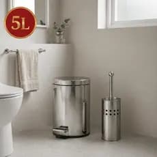 Lixeira Inox 5L com Escova Sanitária – Kit Completo em Aço Inoxidável, Prático e Sofisticado