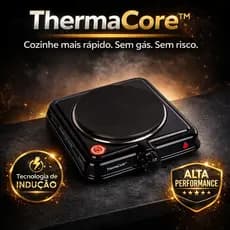 Fogareiro Elétrico Indução Portátil 1 Boca ThermaCore™ 220V Econômico Rápido Seguro Sem Gás