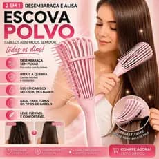 Escova Multifuncional Polvo para todos os tipos de cabelo  Define, Desembaraça e Finaliza cachos