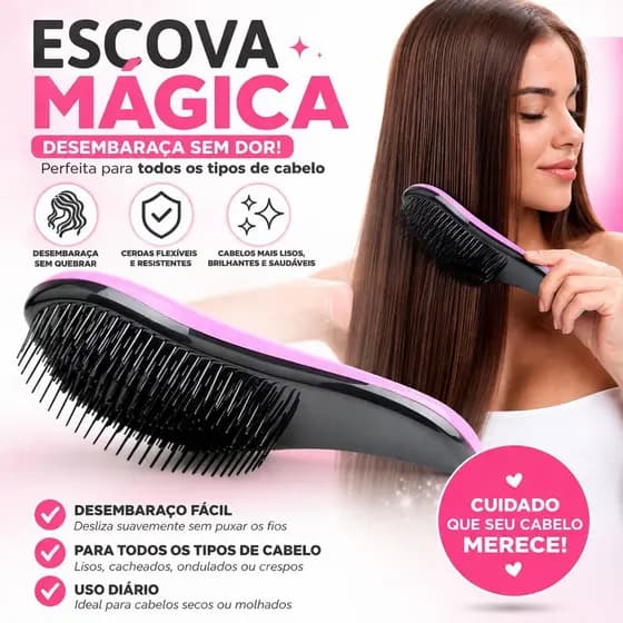 Escova Magica com Cabo para desembaraçar todos os tipos de cabelo